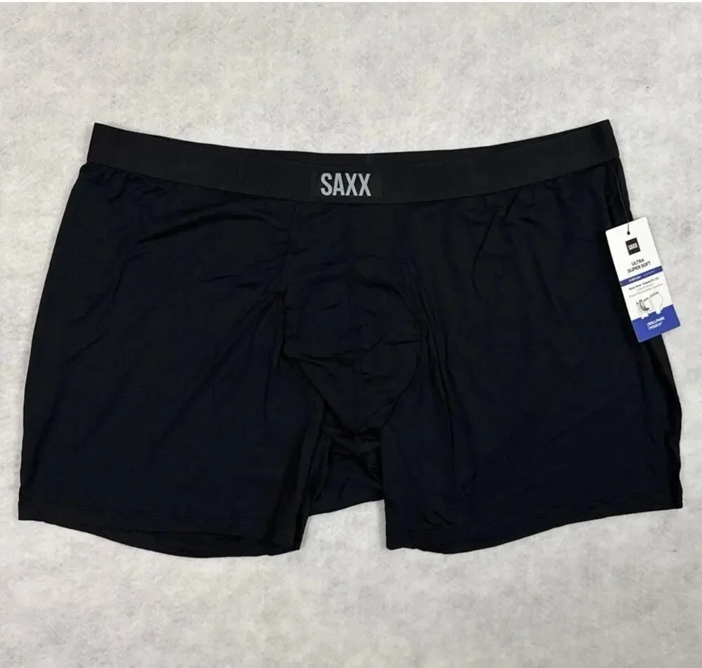 SAXX Boxer Brief Mens 3XL Black Ultra Super Soft BallPark Pouch Fly NWT